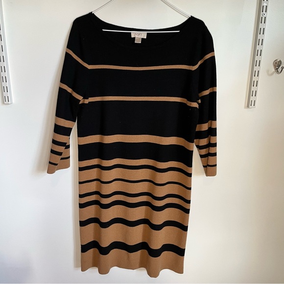 LOFT Dresses & Skirts - Loft LongSleeve Stripped Sweater Dress Large